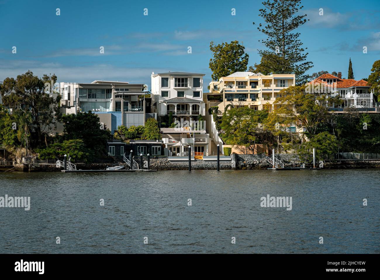 Brisbane, Australia Luxury houses along Brisbane river Stock Photo