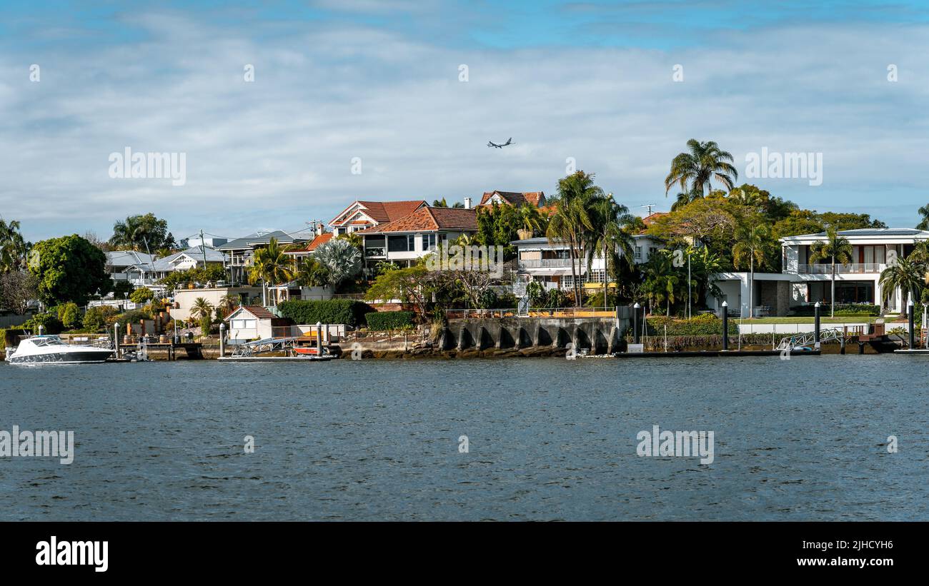 Brisbane, Australia Luxury houses along Brisbane river Stock Photo