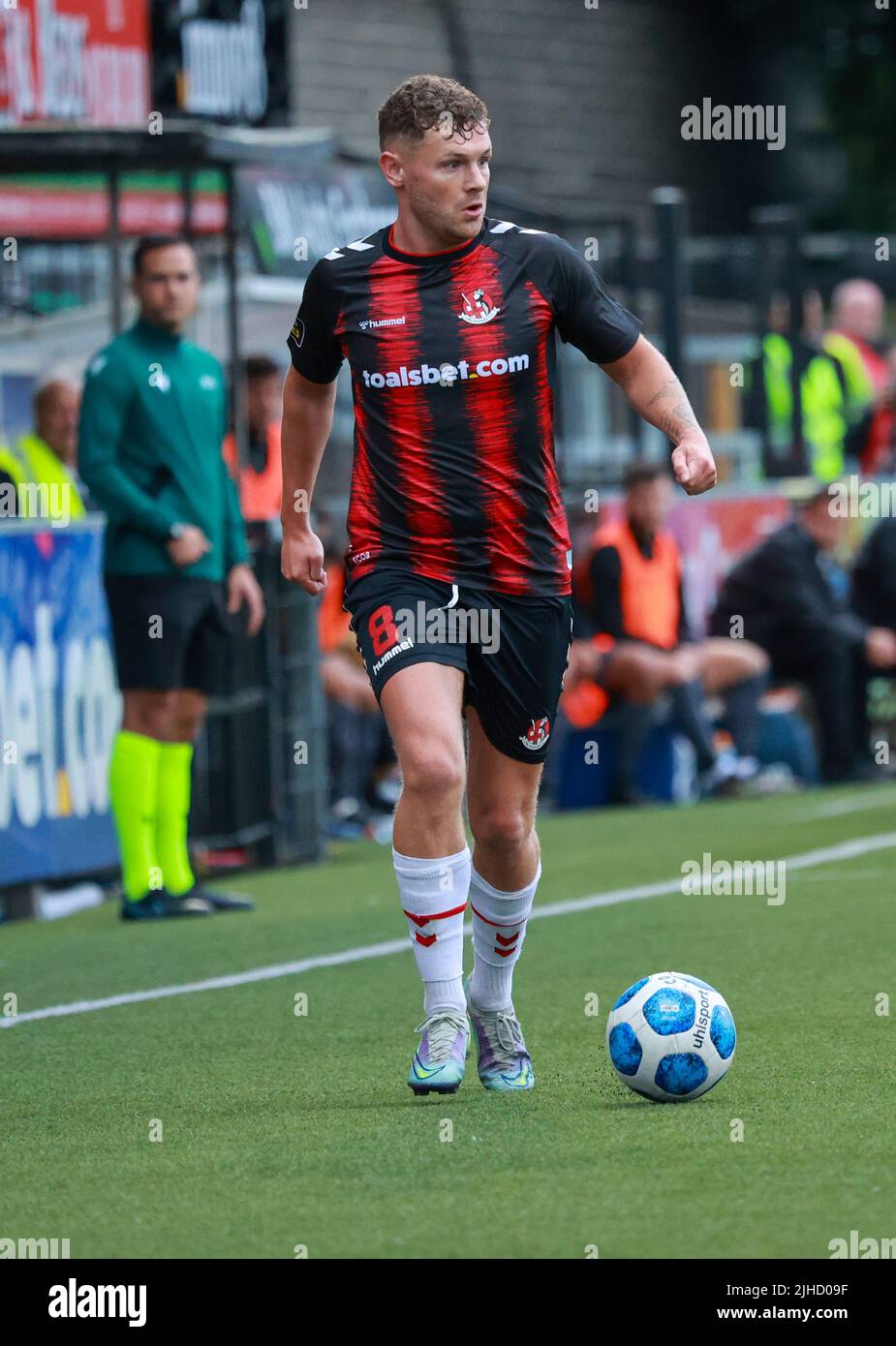Seaview, Belfast, Northern Ireland, UK. 14 July 2022. UEFA Conference League First Qualifying Round  (second leg) – Crusaders 3 Magpies 1. Crusaders football player Ben Kennedy (8). Stock Photo