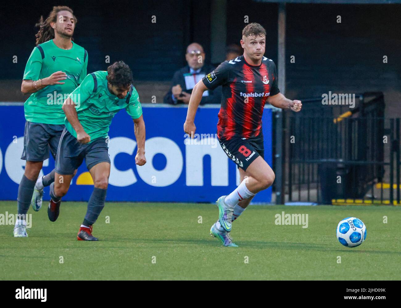 Seaview, Belfast, Northern Ireland, UK. 14 July 2022. UEFA Conference League First Qualifying Round  (second leg) – Crusaders 3 Magpies 1. Crusaders football player Ben Kennedy (8). Stock Photo