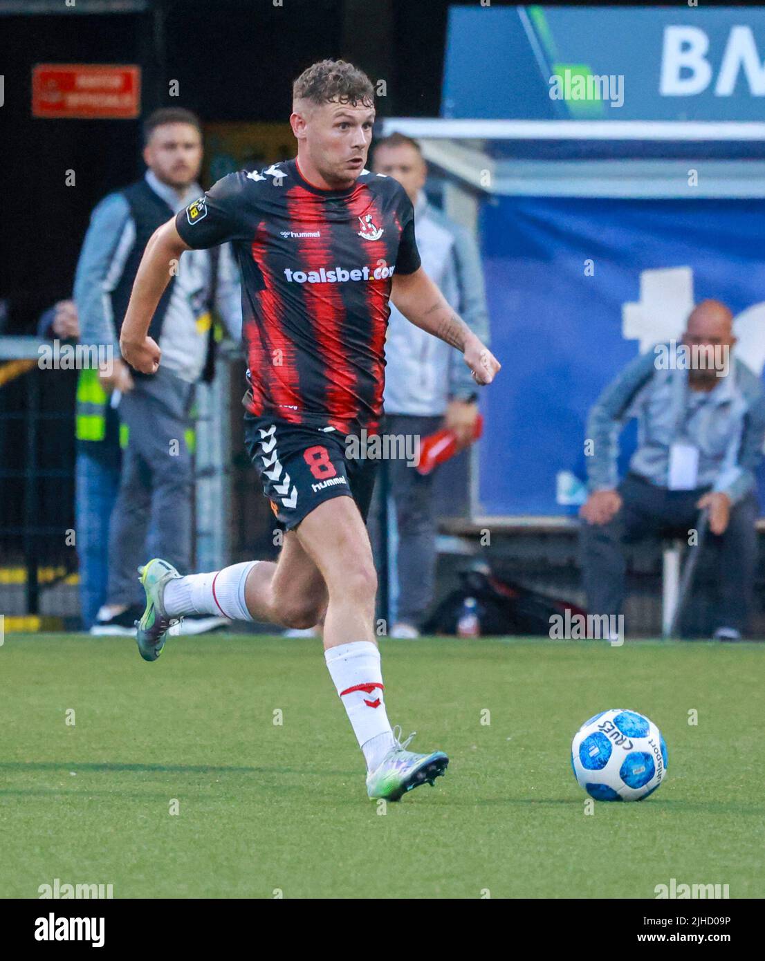 Seaview, Belfast, Northern Ireland, UK. 14 July 2022. UEFA Conference League First Qualifying Round  (second leg) – Crusaders 3 Magpies 1. Crusaders football player Ben Kennedy (8). Stock Photo