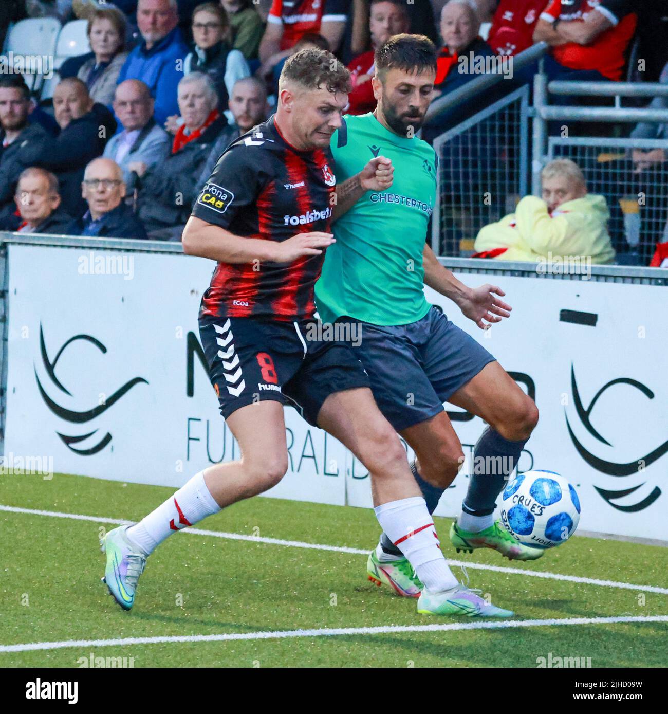 Seaview, Belfast, Northern Ireland, UK. 14 July 2022. UEFA Conference League First Qualifying Round  (second leg) – Crusaders 3 Magpies 1. Crusaders football player Ben Kennedy (8). Stock Photo