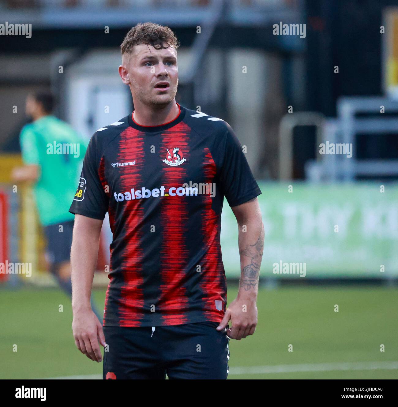 Seaview, Belfast, Northern Ireland, UK. 14 July 2022. UEFA Conference League First Qualifying Round  (second leg) – Crusaders 3 Magpies 1. Crusaders football player Ben Kennedy (8). Stock Photo