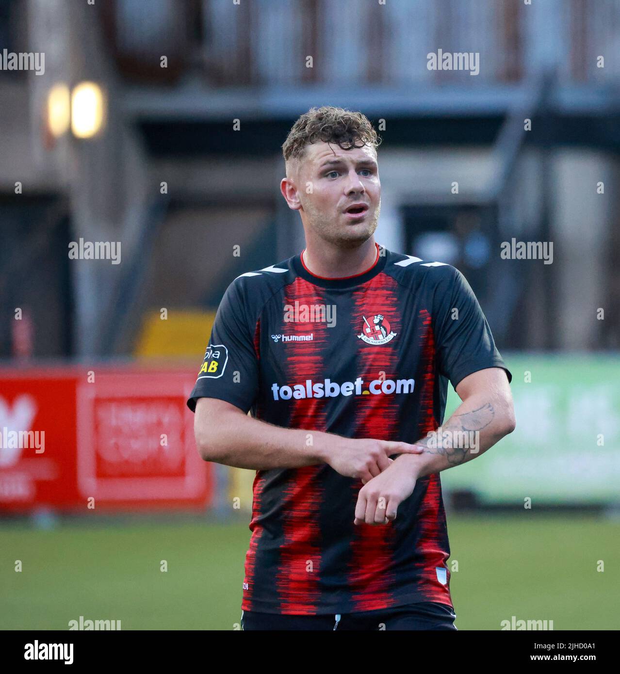 Seaview, Belfast, Northern Ireland, UK. 14 July 2022. UEFA Conference League First Qualifying Round  (second leg) – Crusaders 3 Magpies 1. Crusaders football player Ben Kennedy (8). Stock Photo