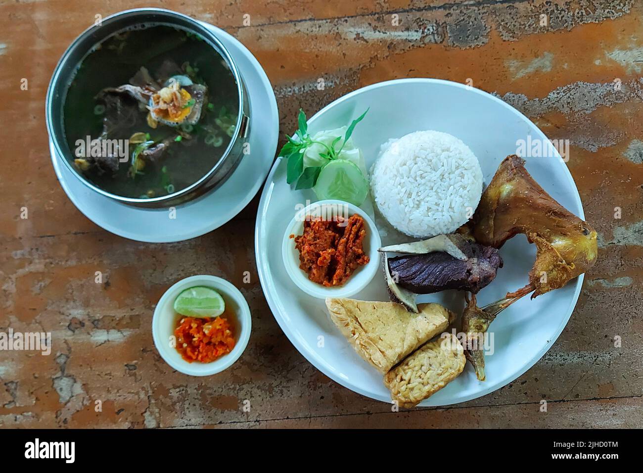 Fried Beef Ribs and Fried Chicken at Resto Jakarta, Indonesia Stock