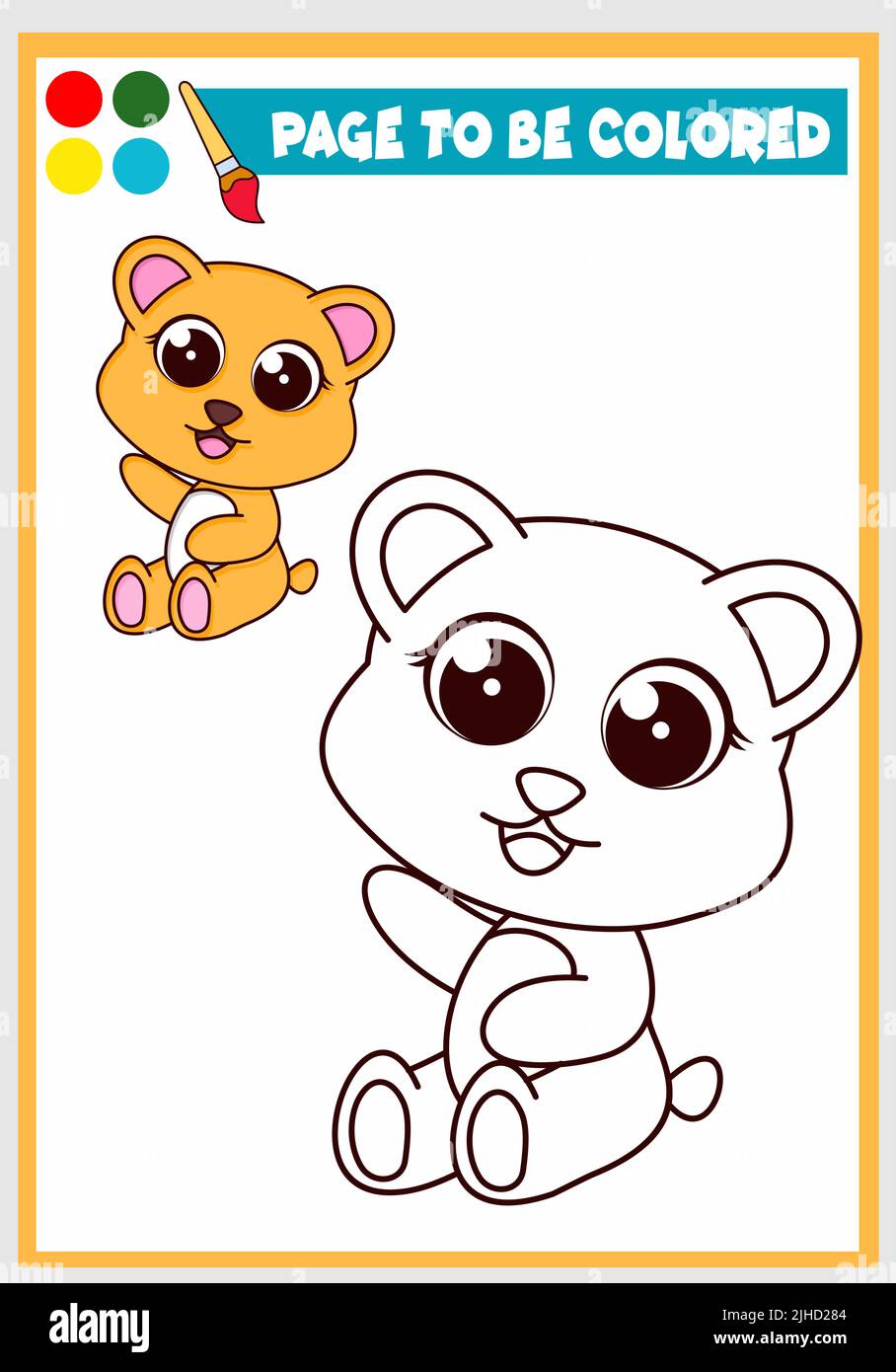 coloring book for kids with bear, Coloring template, Children's coloring Stock Vector