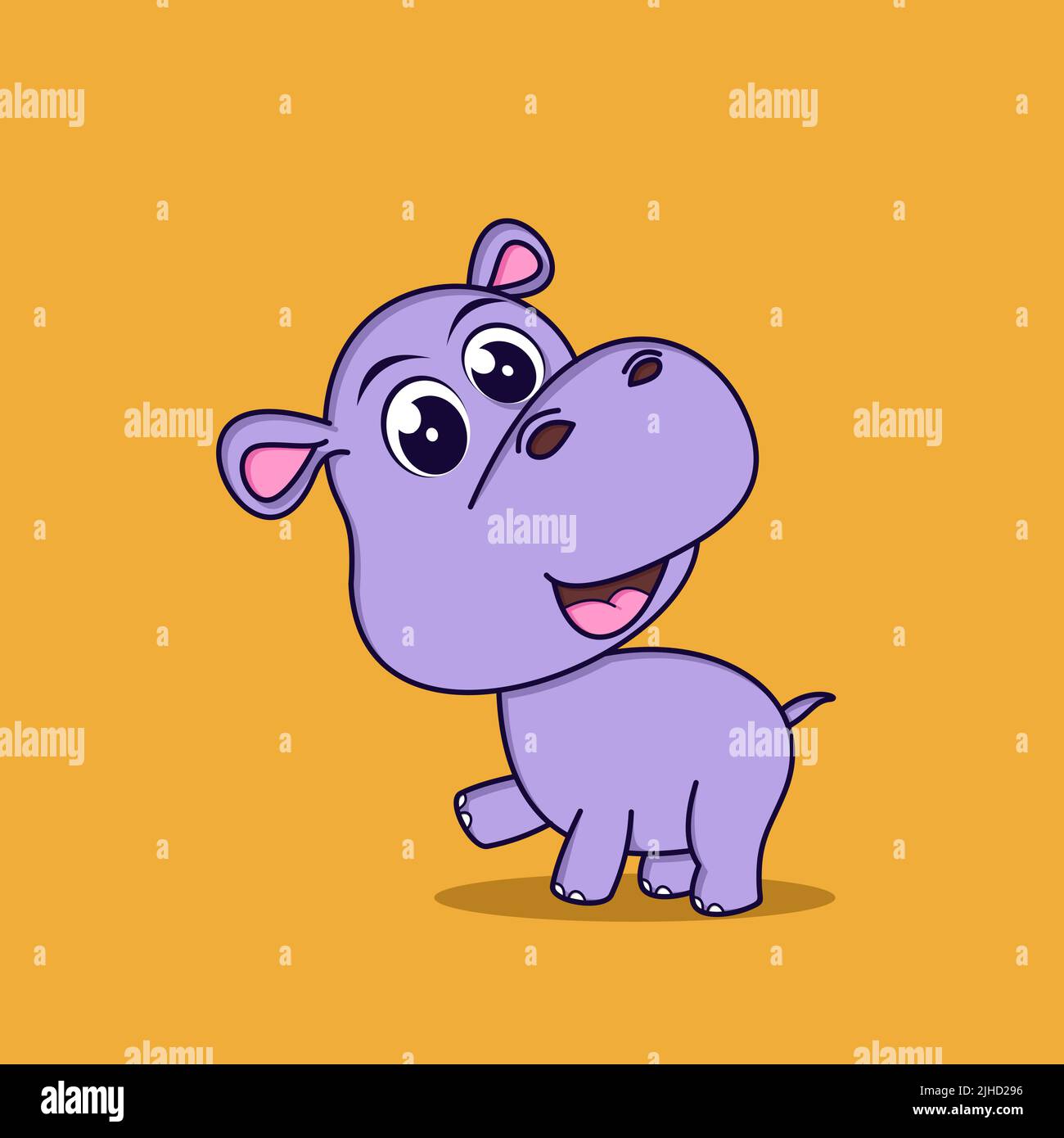 Cute baby hippo icon illustration.flat cartoon style Stock Vector Image ...