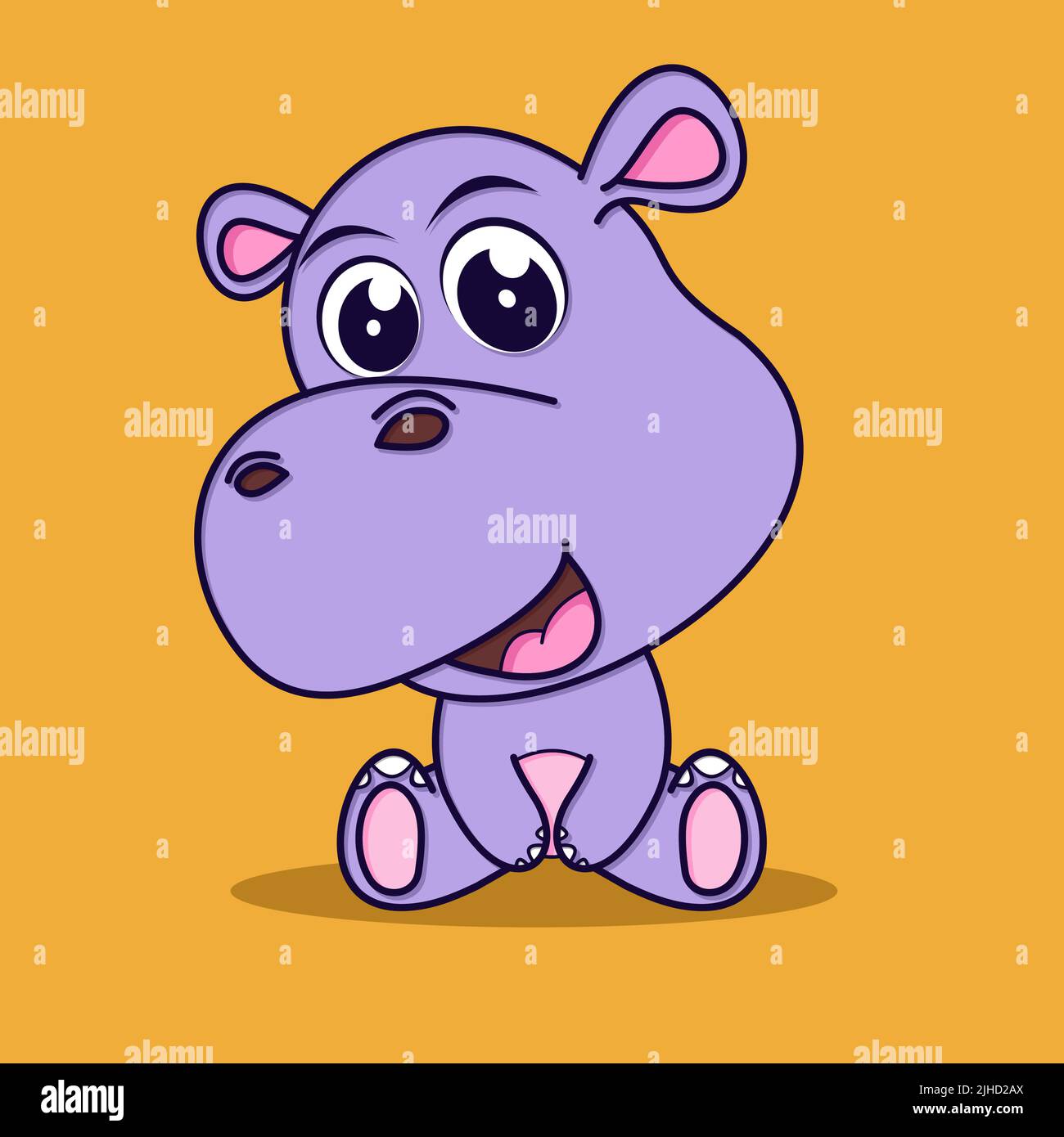 Cute baby hippo icon illustration.flat cartoon style Stock Vector Image ...