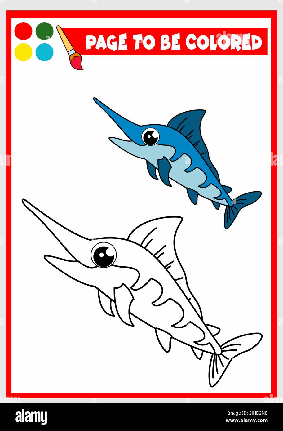 coloring book for kids. vector swordfish Stock Vector