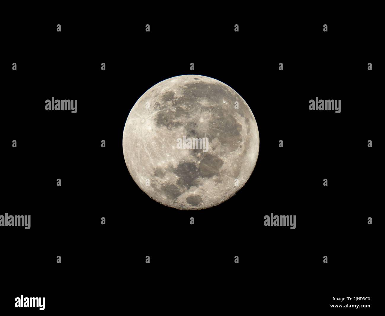 Full moon rise closeup over the amazon of Peru Stock Photo