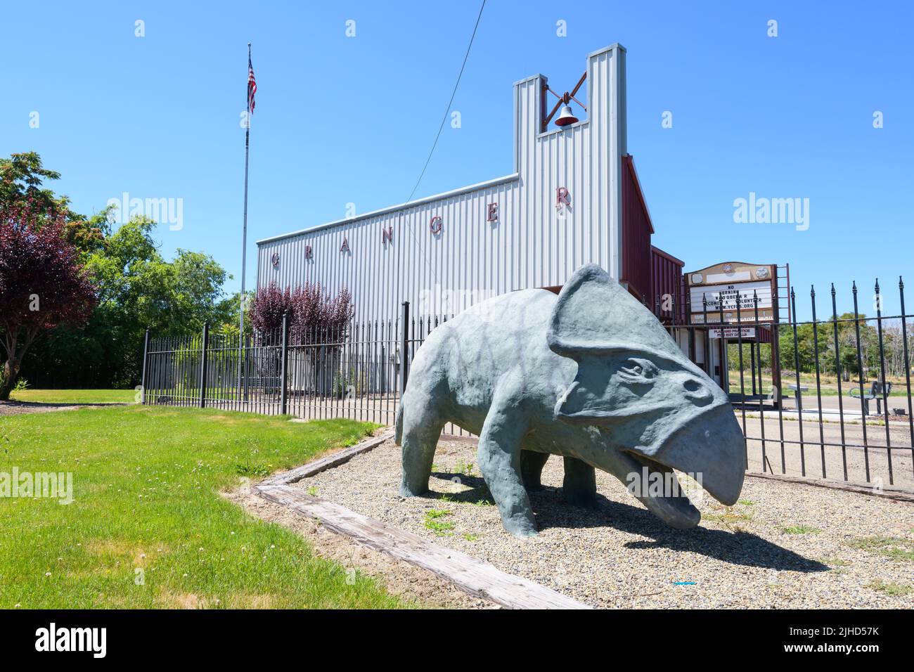 Granger, WA, USA - July 11, 2022; One of the lifesize dinosaurs in the Yakima County city of Granger in Washington State Stock Photo