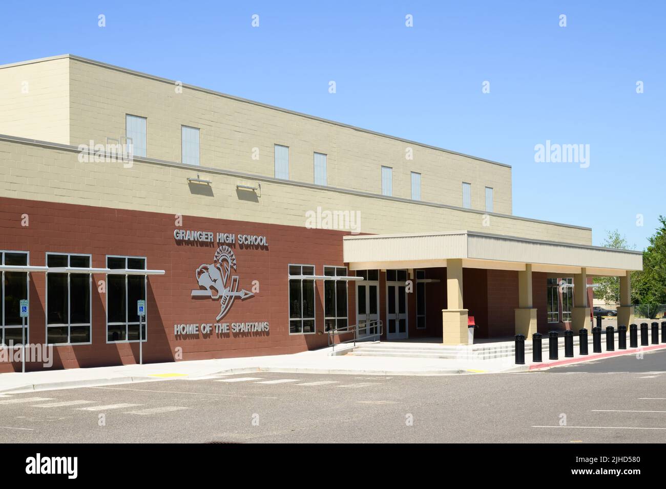 Granger, WA, USA - July 11, 2022; Granger High School building the Home of the Spartans in Yakima County Washington Stock Photo