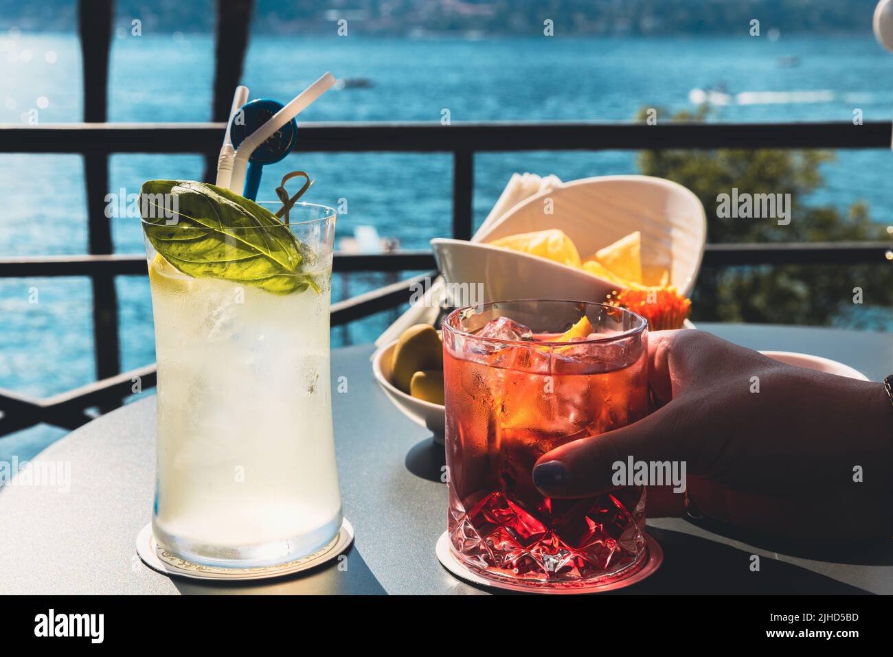 Table side cocktails in Bellagio Lake Como Stock Photo Alamy