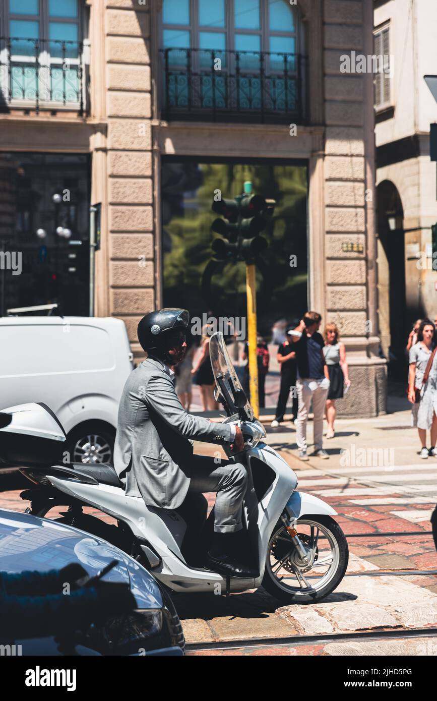 Businessman commuting in Milan Stock Photo