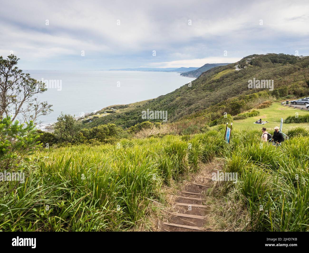 Walkers at the Otford (southern) end of Sydney's  26km Coast Track. Stock Photo