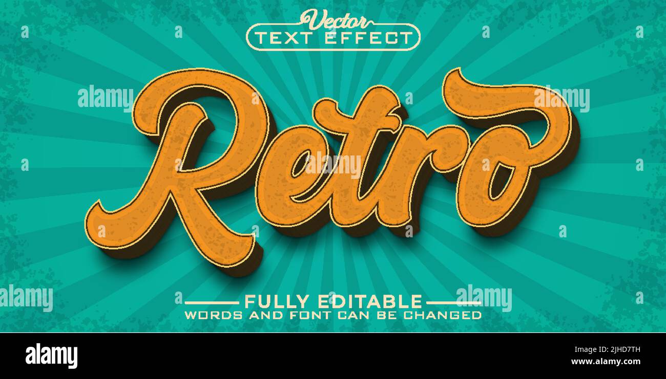 Retro Text File Retro Vintage Editable Text Effect Template Stock Vector Image & Art ...