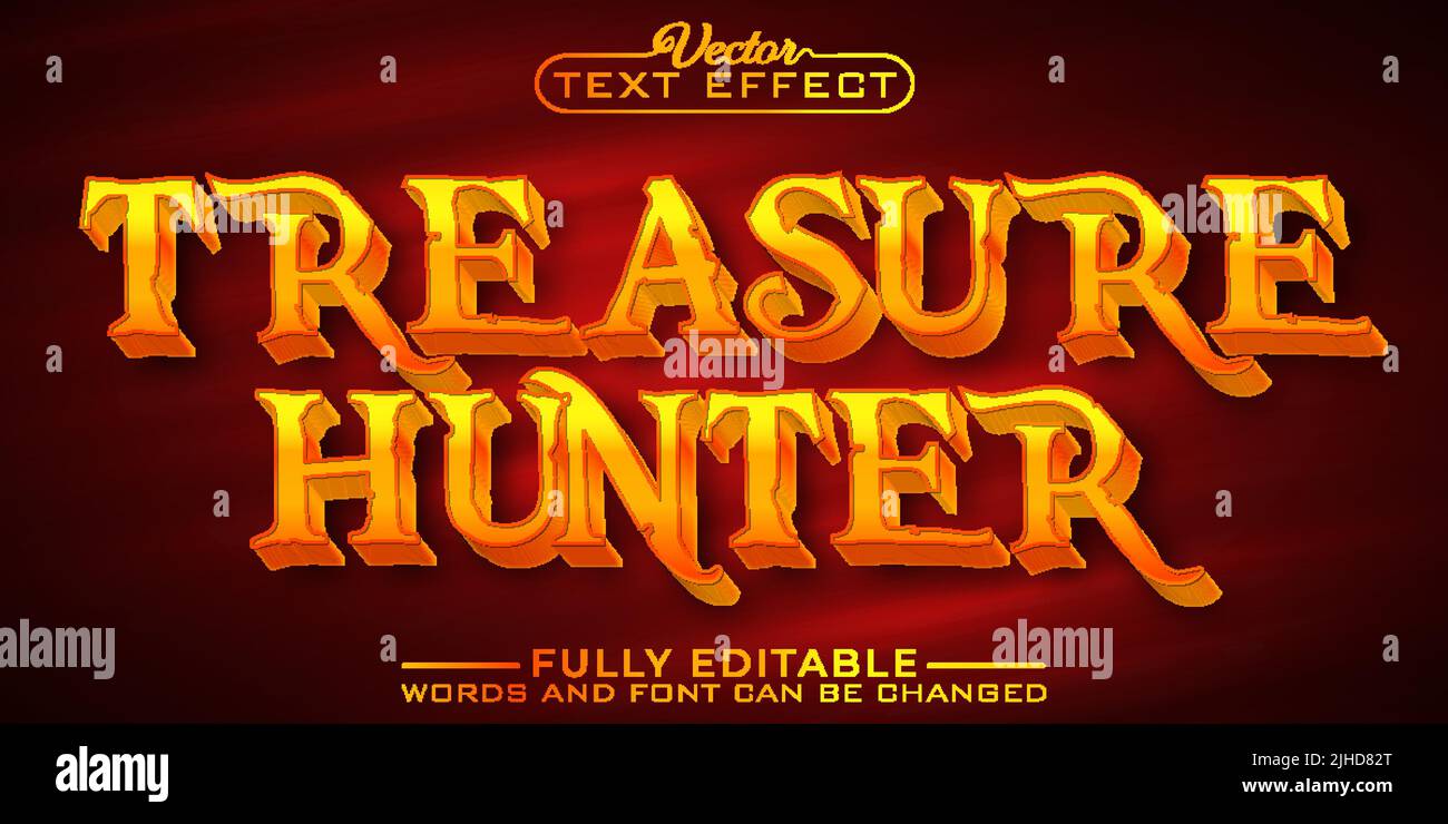 Cartoon Treasure Hunter Vector Editable Text Effect Template Stock