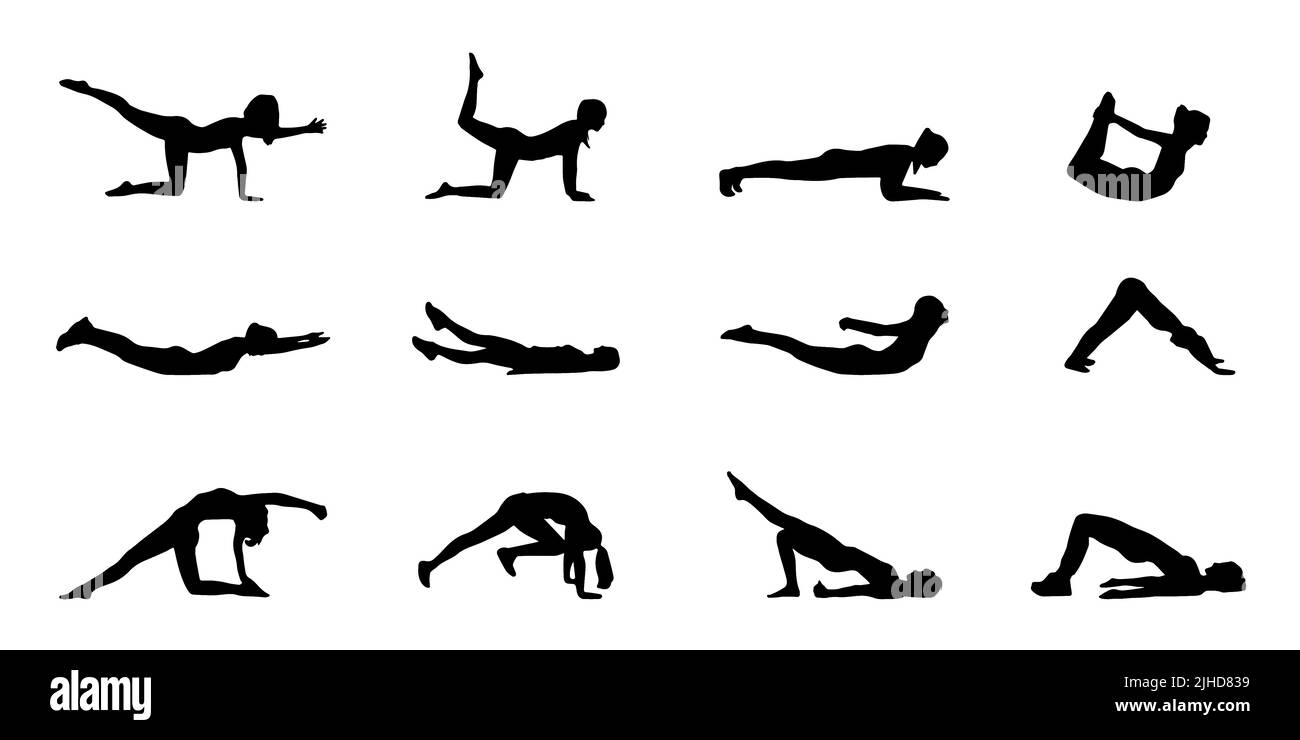 Women Gym Exercise Vector Silhouette Set Stock Vector Image & Art - Alamy