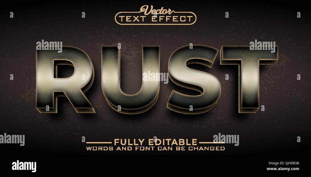 Metal Rust Editable Text Effect Template Stock Vector