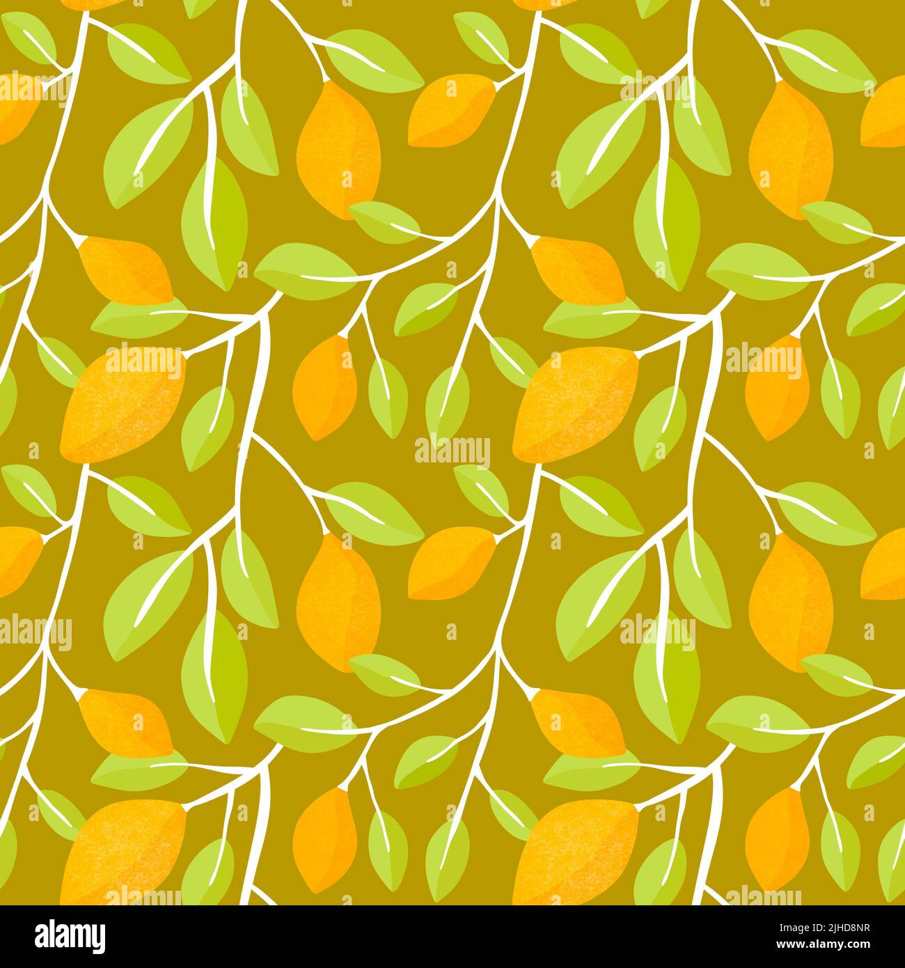 Summer citrus seamless lemon and leaves pattern for clothes print and ...