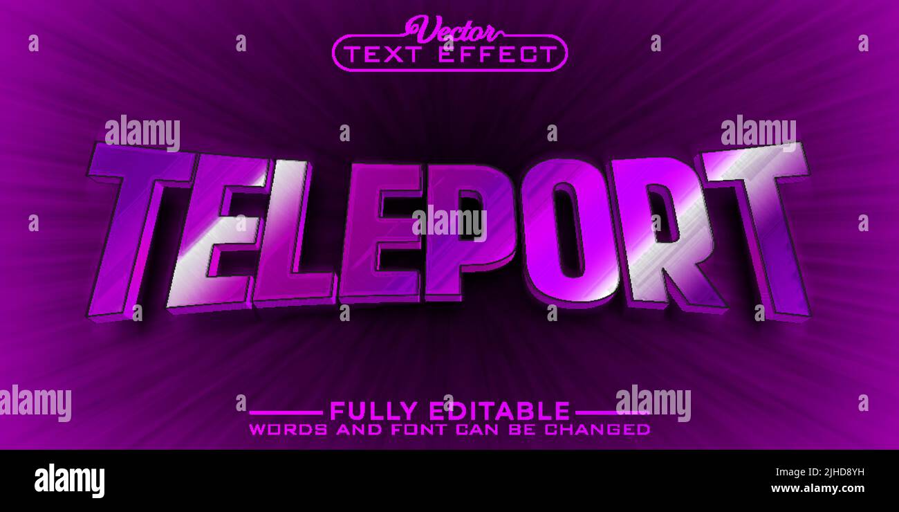 Teleport Editable Vector Text Effect Template Stock Vector