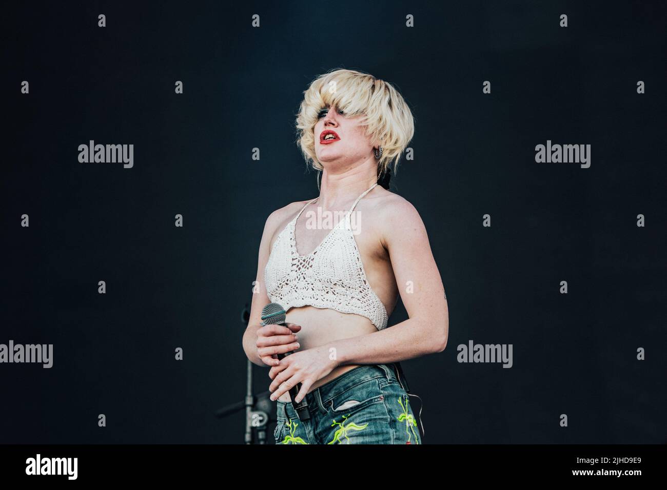 Amy Taylor of the band Amyl and the Sniffers performs live on stage at