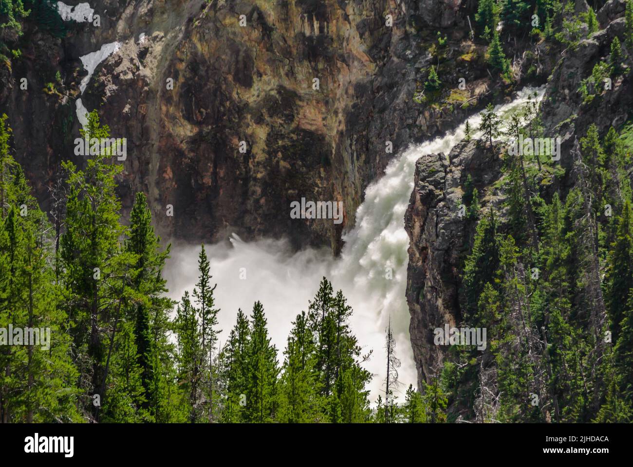 The Upper Falls at Yellowstone National Park raging with snow melt Stock Photo Alamy