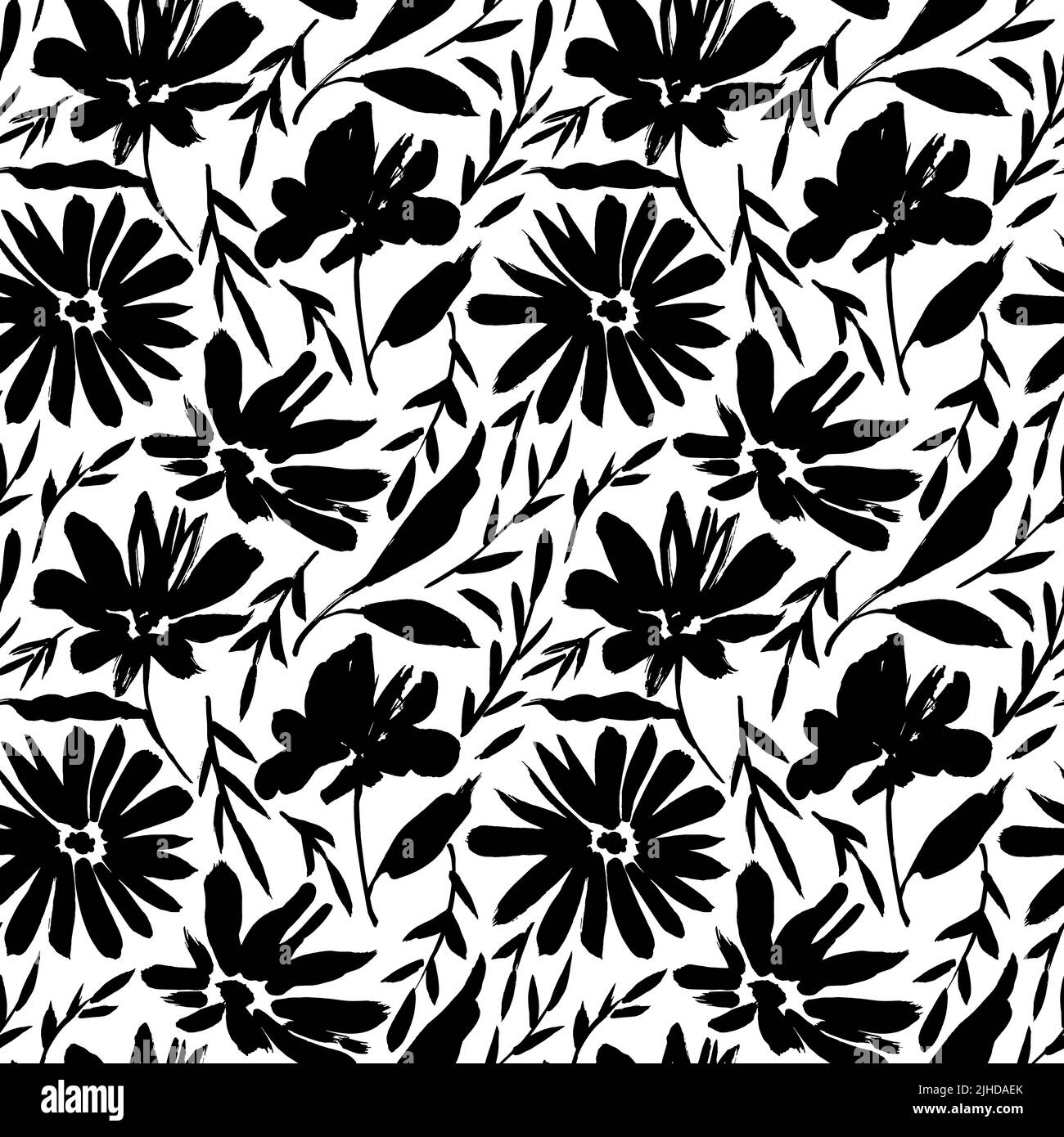 Hand drawn wild flowers vector seamless pattern Stock Vector