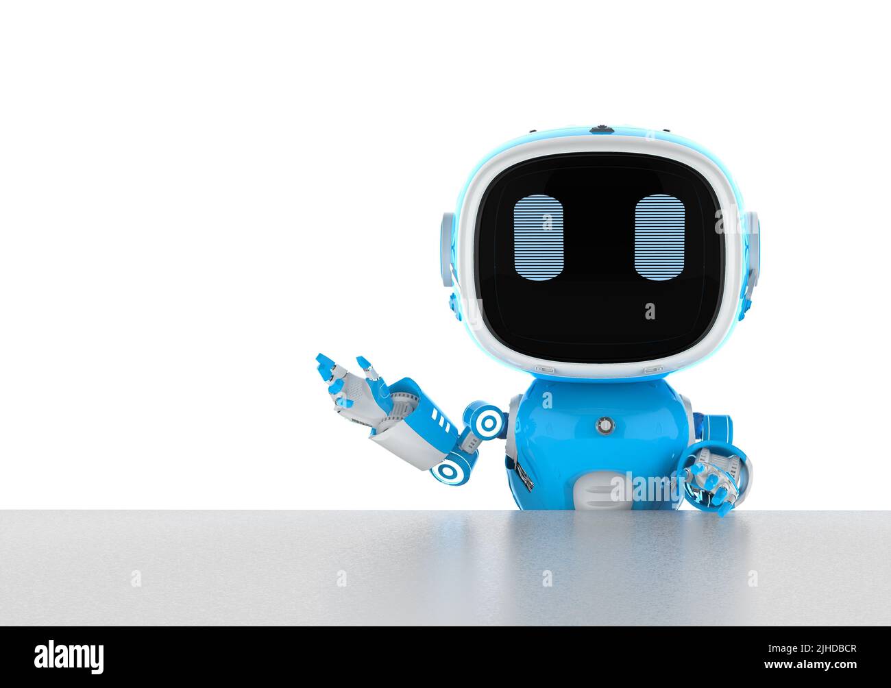 3d rendering blue robotic assistant or artificial intelligence robot