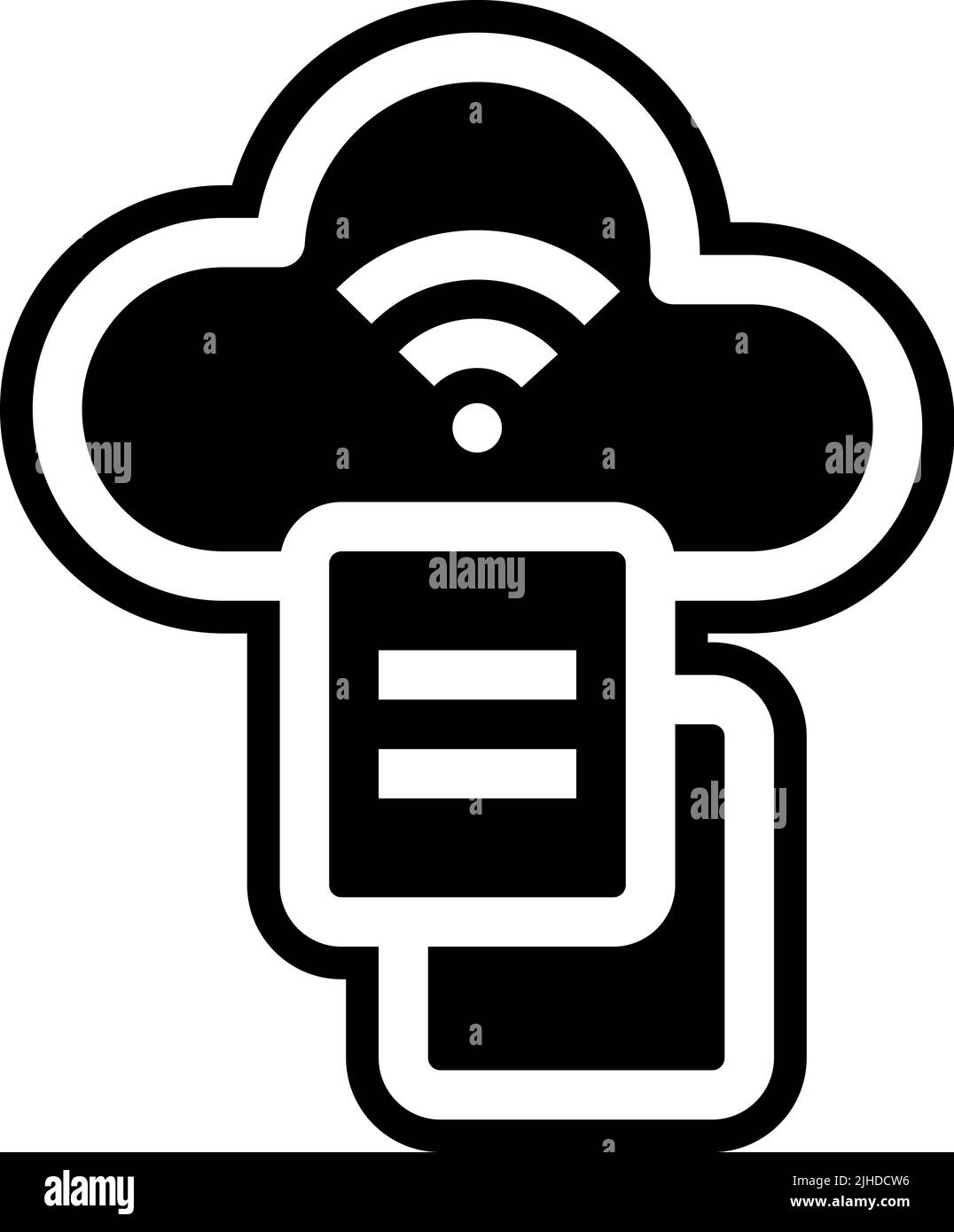 Wireless connection cloud upload . Stock Vector