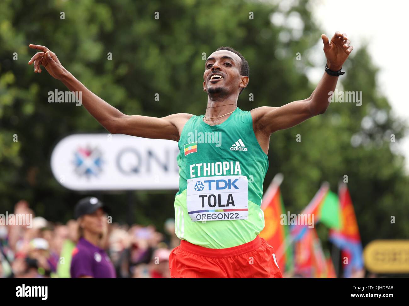 Tamirat Tola of Ethiopia wins the men's marathon at the world athletics