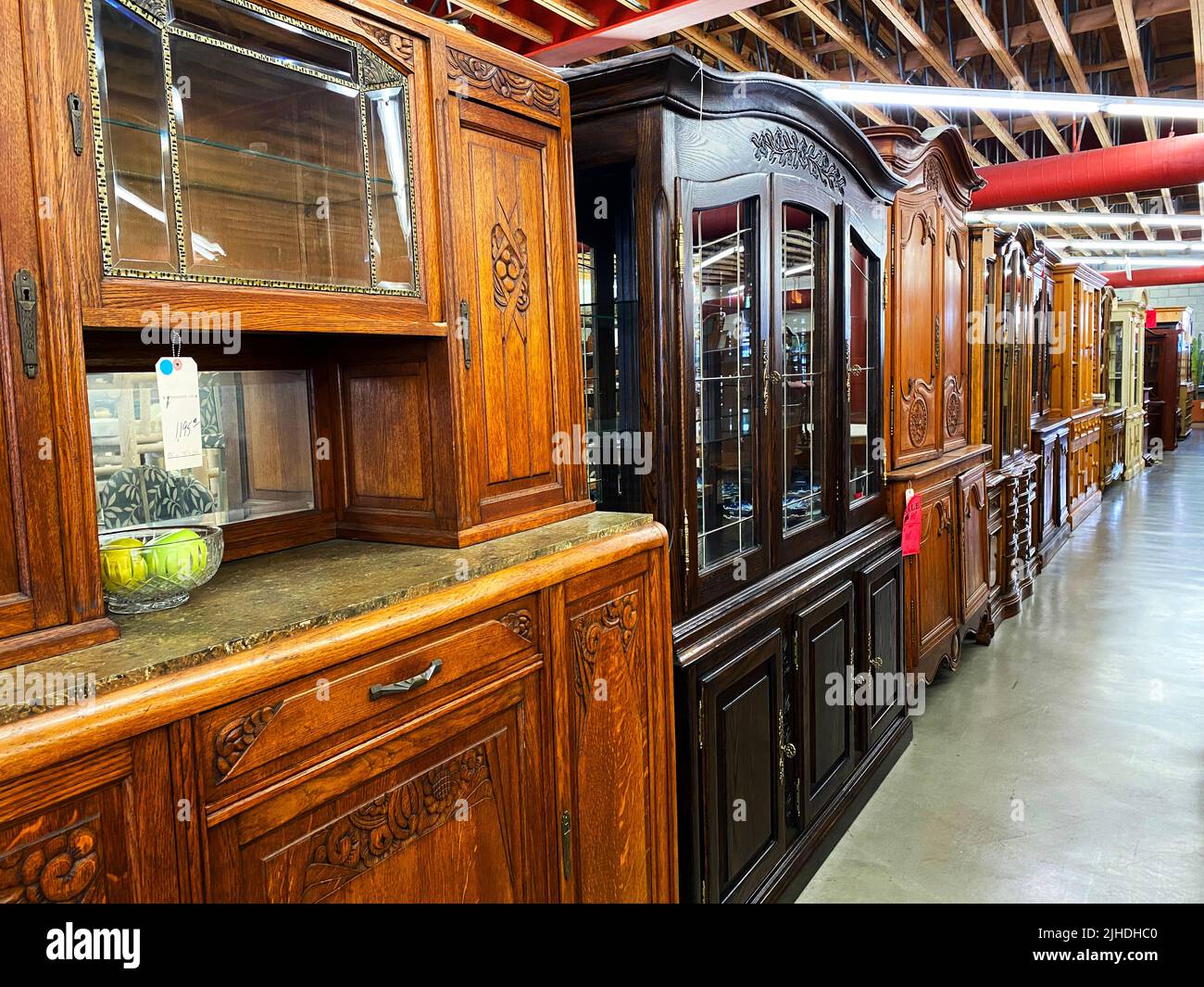 A row of in a furniture store Stock Photo Alamy