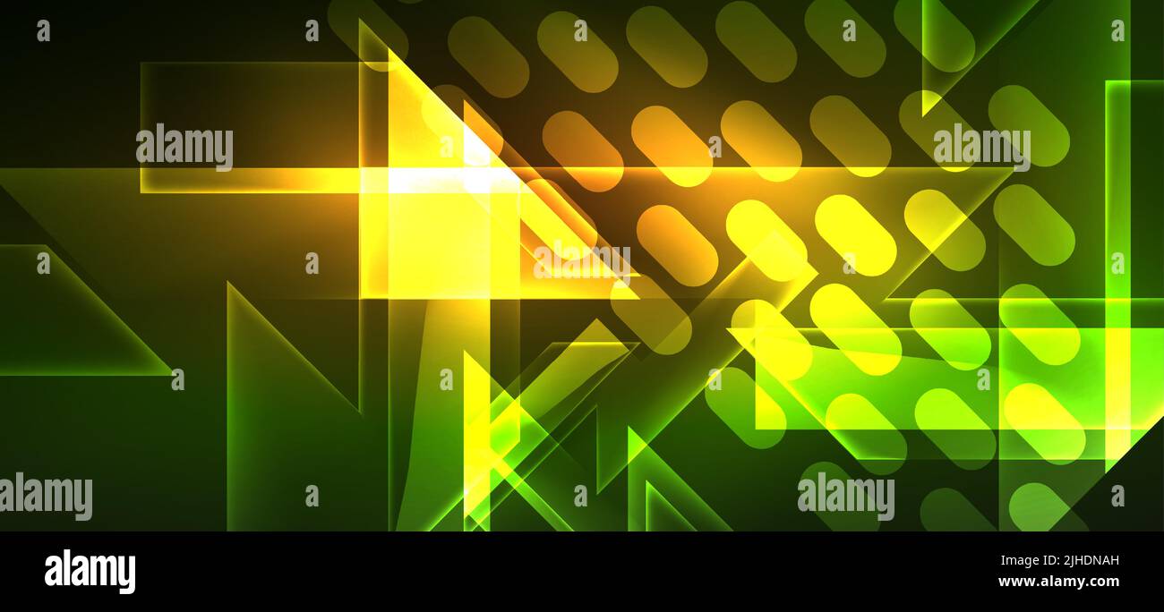 Background wallpaper neon glowing lines and geometric shapes. Dark ...