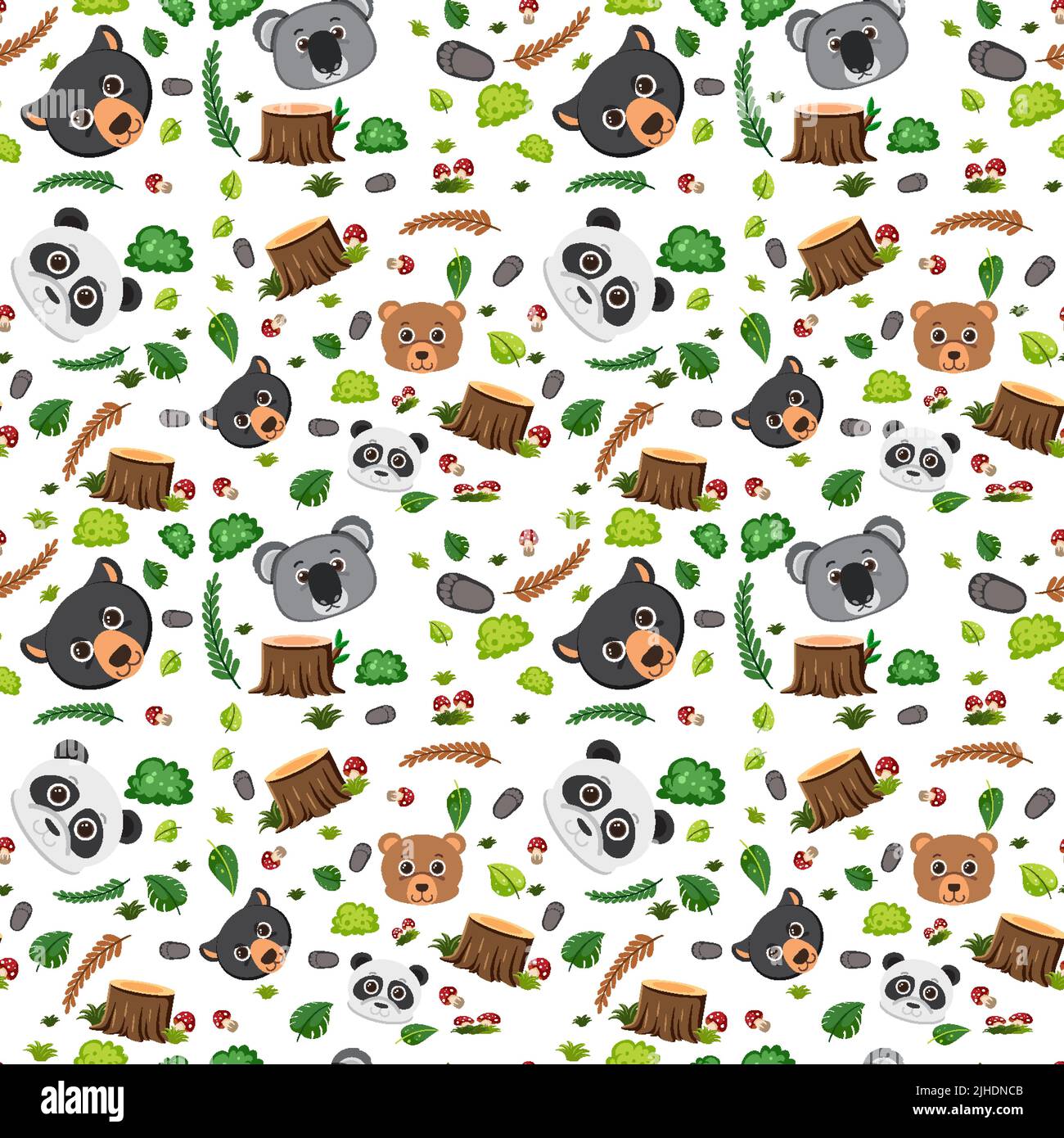 Cute animal seamless pattern illustration Stock Vector