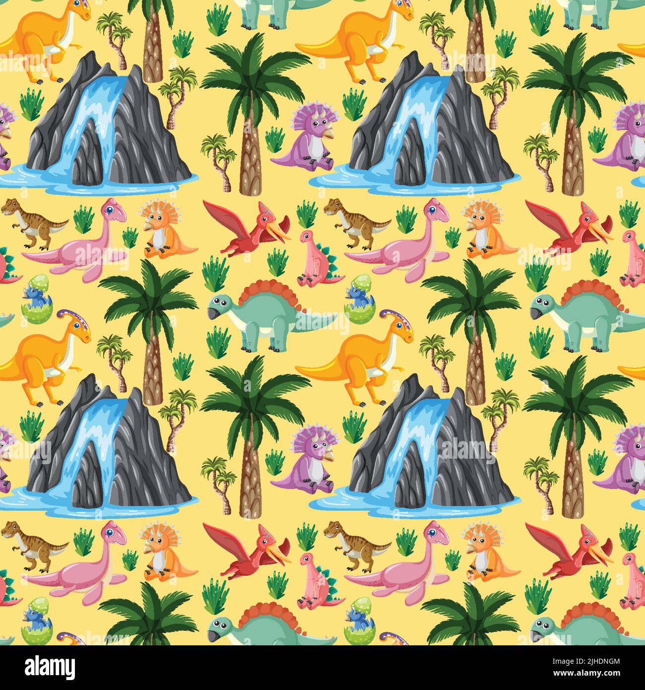 Cute dinosaur seamless pattern illustration Stock Vector Image & Art ...