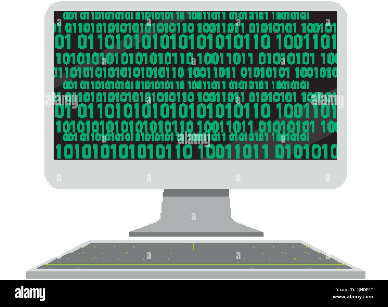 Computer with binary code screen illustration Stock Vector Image & Art ...