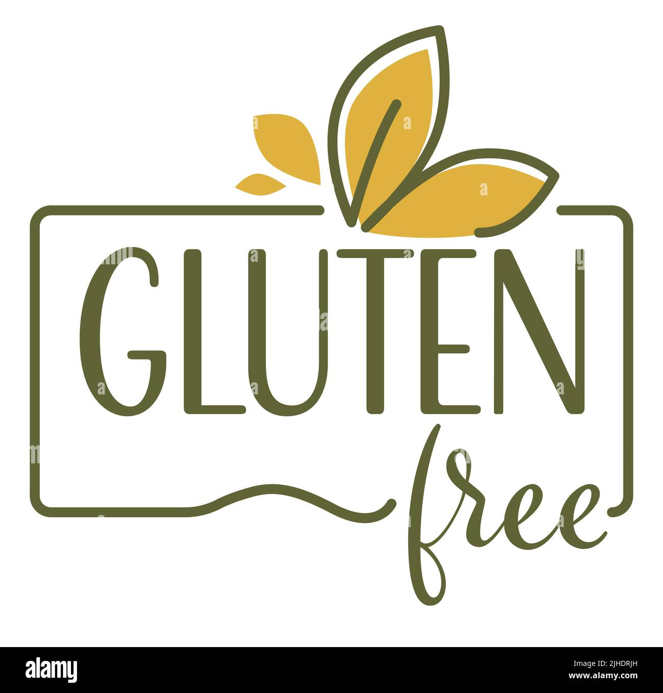 Vector illustration of gluten free words and cereal isolated on