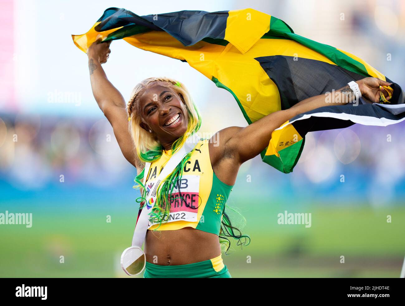 Eugene, USA. 17th July, 2022. Jamaica's ShellyAnn FraserPryce