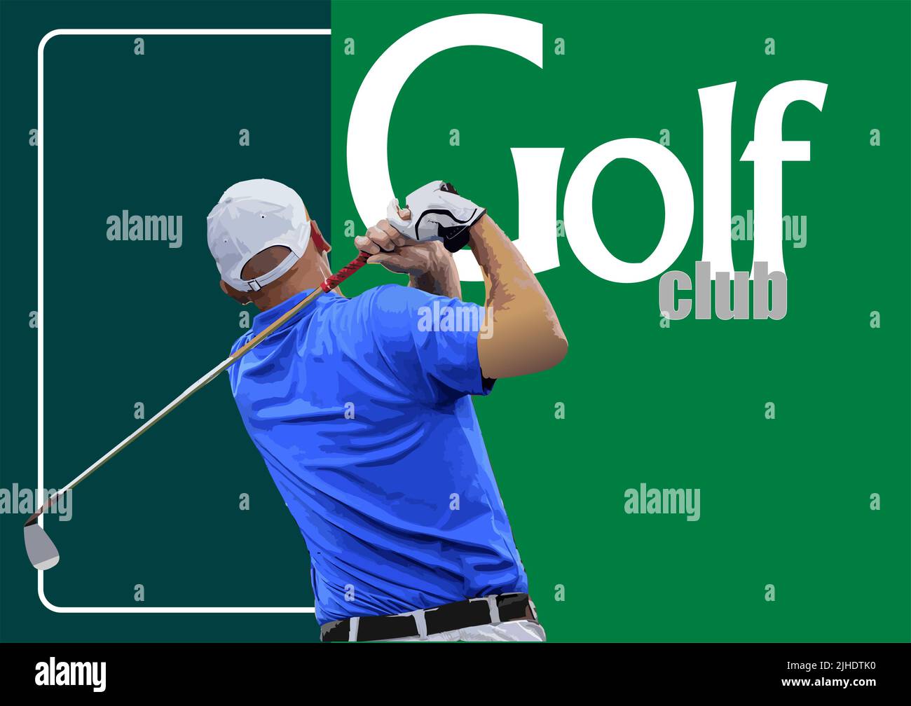 Golf club background with golfer image. Vector 3d illustration Stock