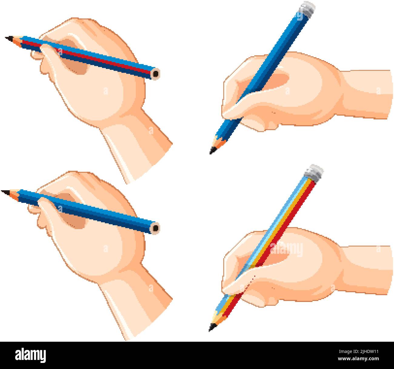 Using Pencil Hand Set of human hands using pencil illustration Stock Vector Image & Art ...