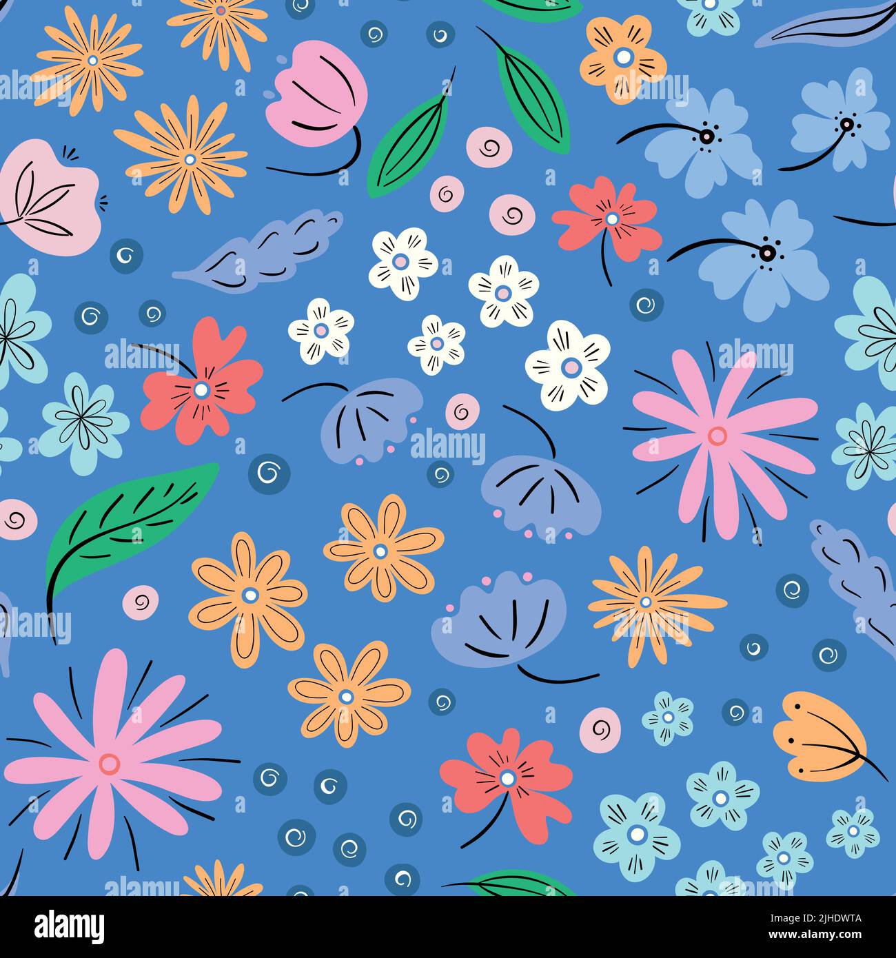 Flower pattern background vector, trendy seamless repeat design of hand ...