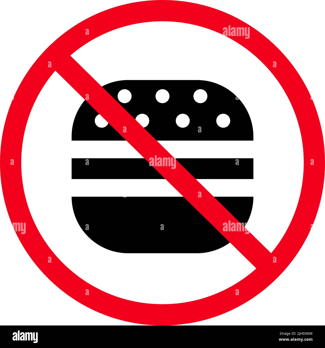 Food prohibition icon. Burger and prohibition sign. Editable vector ...