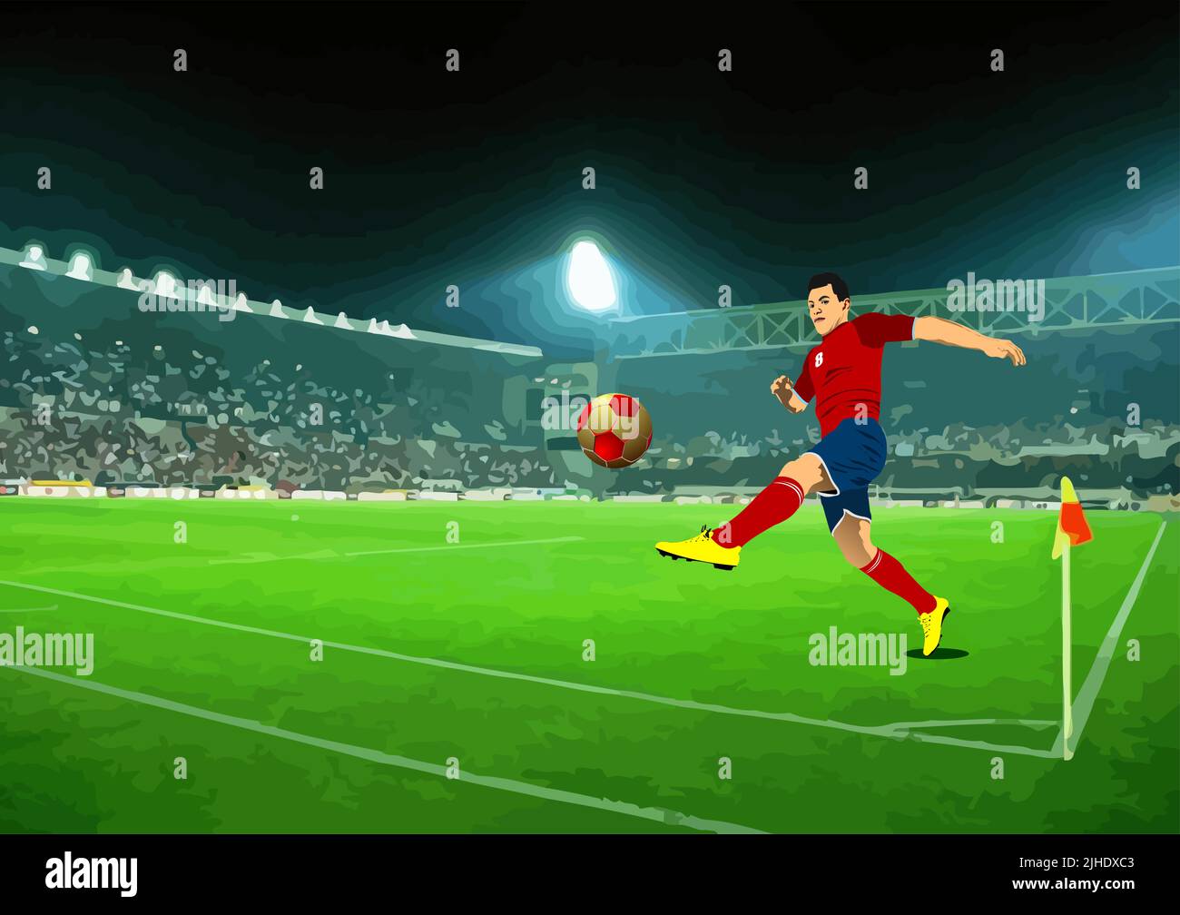 Soccer player on the field. 3d vector illustration Stock Vector