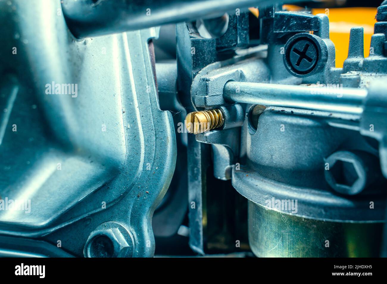 Adjusting screw on the carburetor of the gas generator Stock Photo Alamy