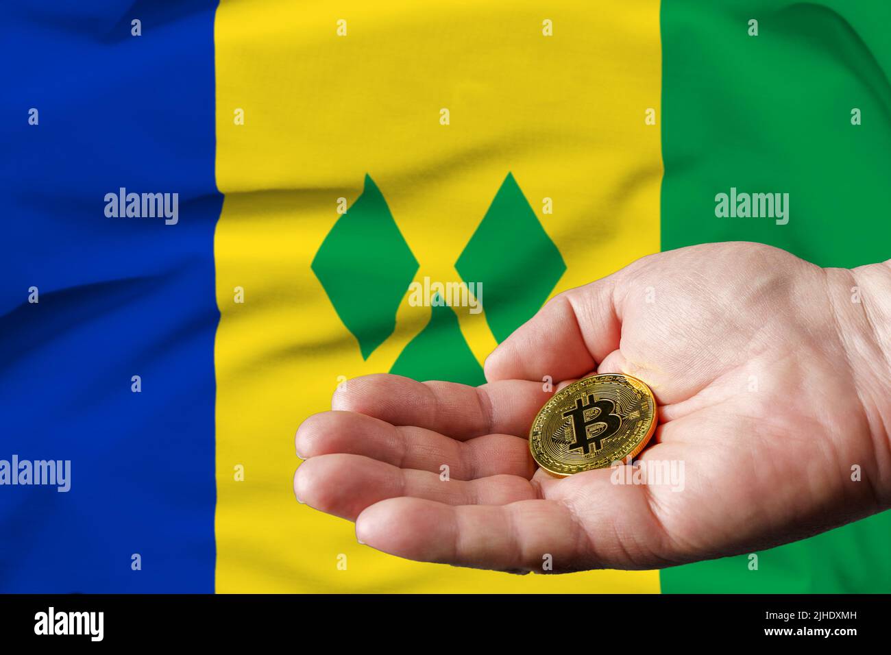 Saint Vincent and the Grenadines bitcoin flag, national flag cryptocurrency  concept black background Stock Photo - Alamy