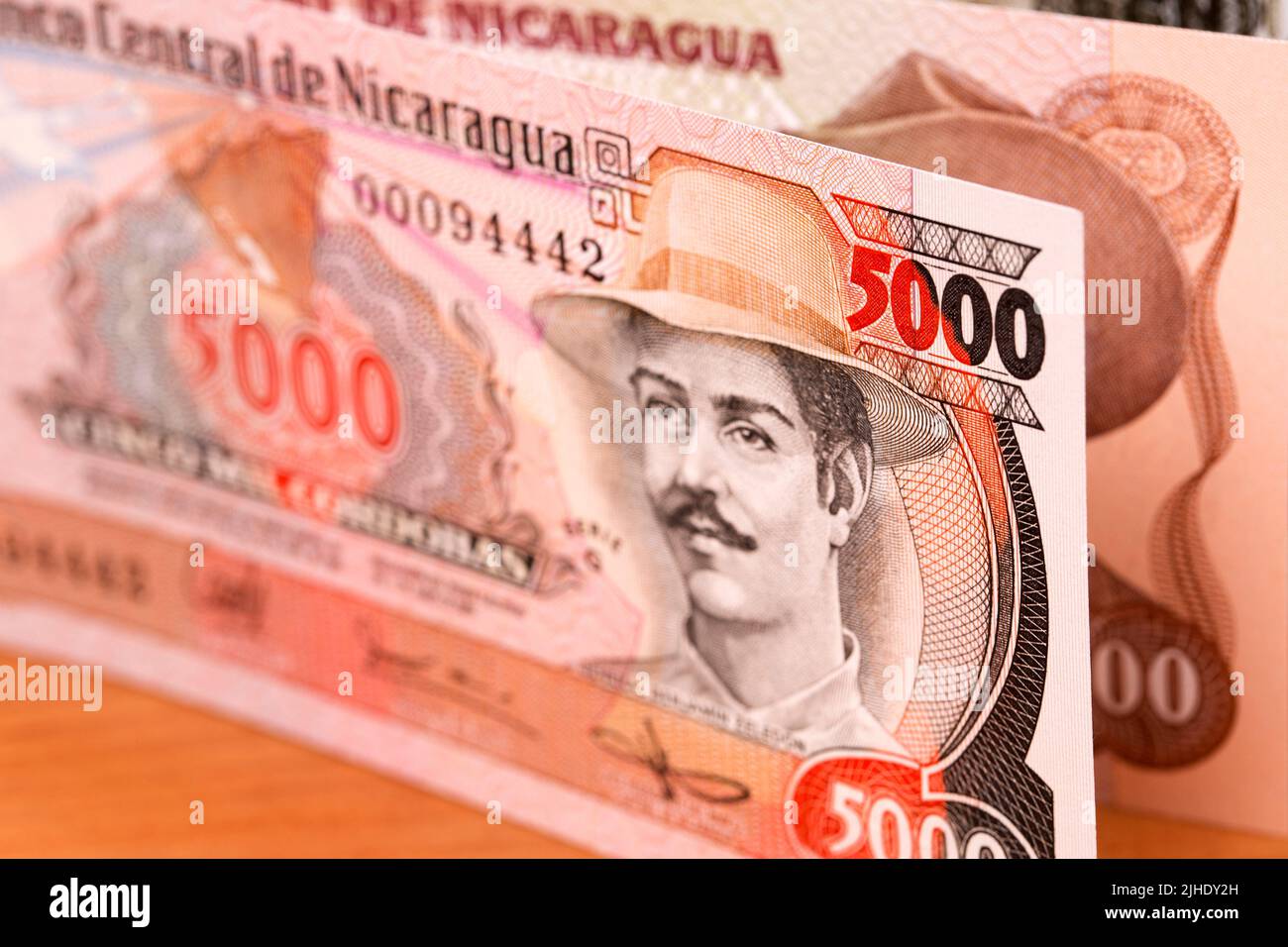 Old Nicaraguan money - Cordoba a business background Stock Photo