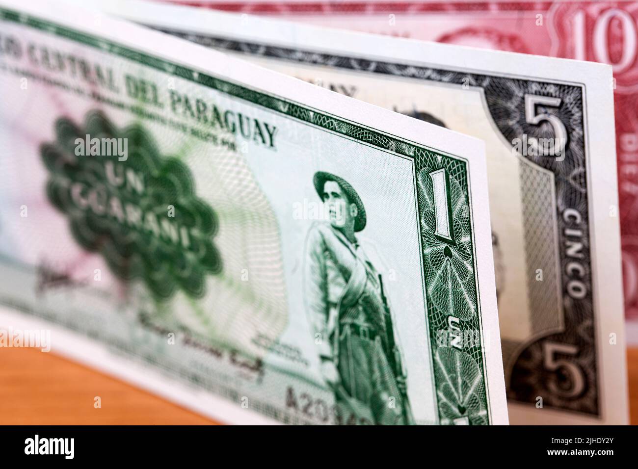 Old Paraguayan money - guarani a business background Stock Photo