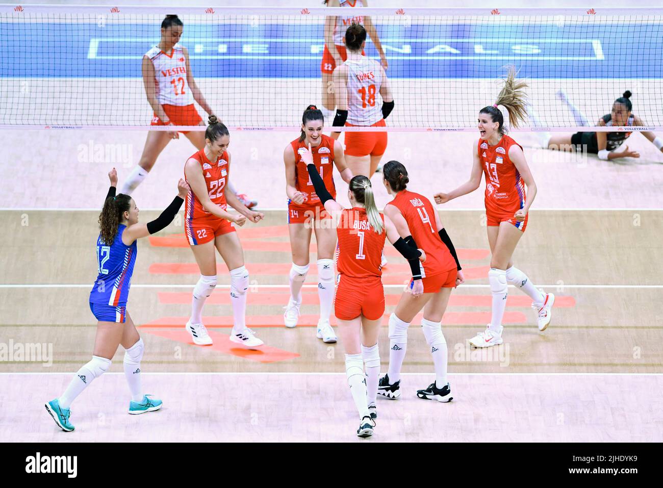 Ankara, T¨¹rkiye. 17th July, 2022. Players of Serbia celebrate scoring