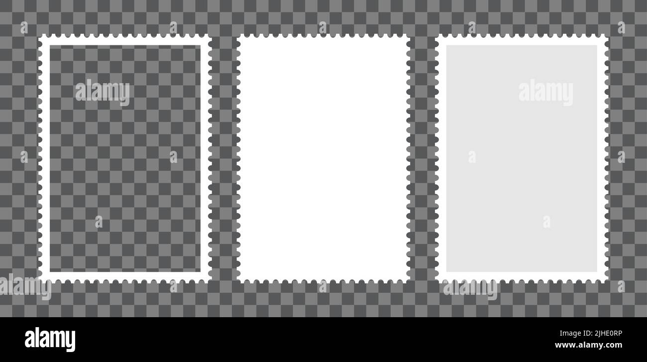 Postage stamp frames set. Empty border template for postcards and ...