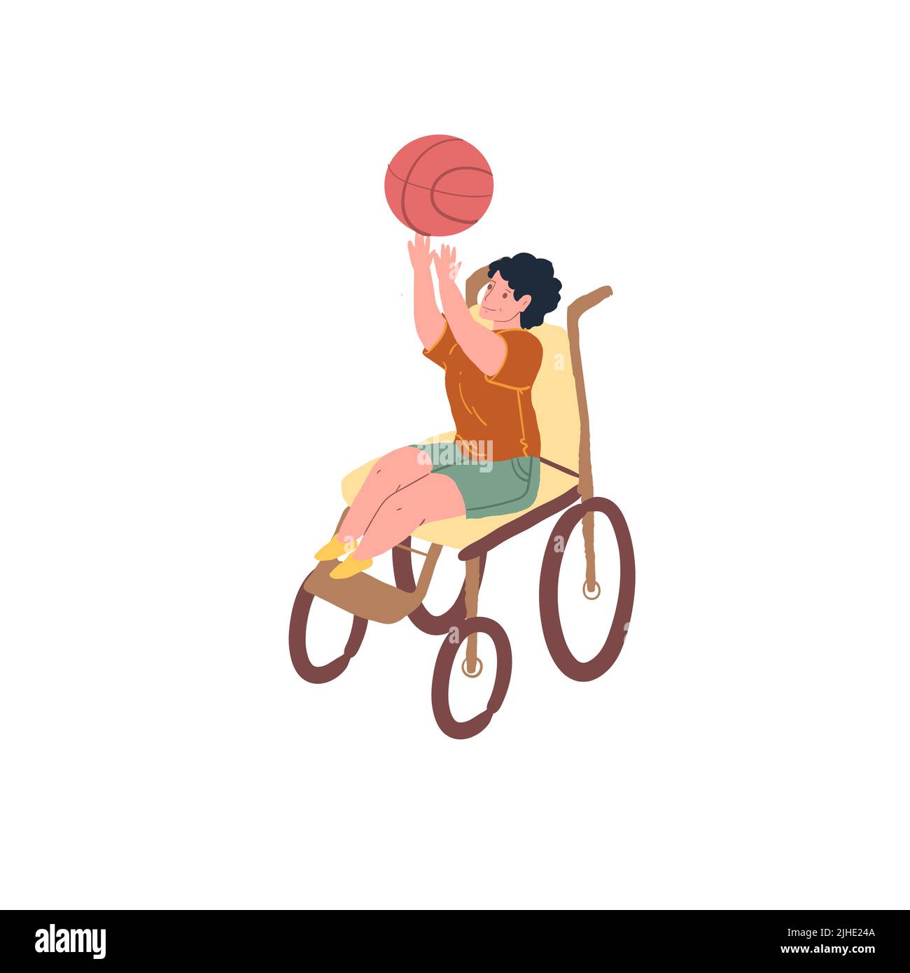 Flat cartoon boy character,child athlete with disabilities,disabled